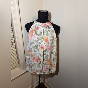 Soho NEW YORK & COMPANY Jeans Sleeveless Pink Floral Blouse Size XL